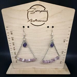 Purple Triangle Earrings